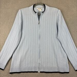 Misook Cardigan XL Santana Knit Blazer Minimalist Lightweight Office Career Blue